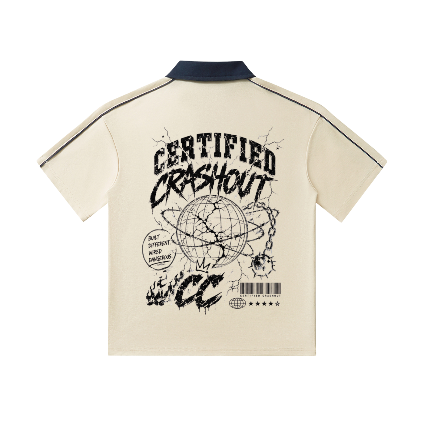 Certified Crashout World Collar Short-Sleeve Polo Shirt