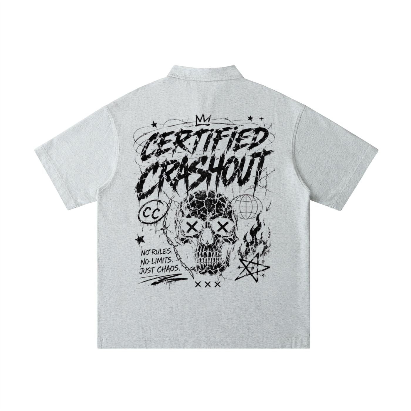 Certified Crashout Loose Cotton Short-Sleeve Polo Shirt