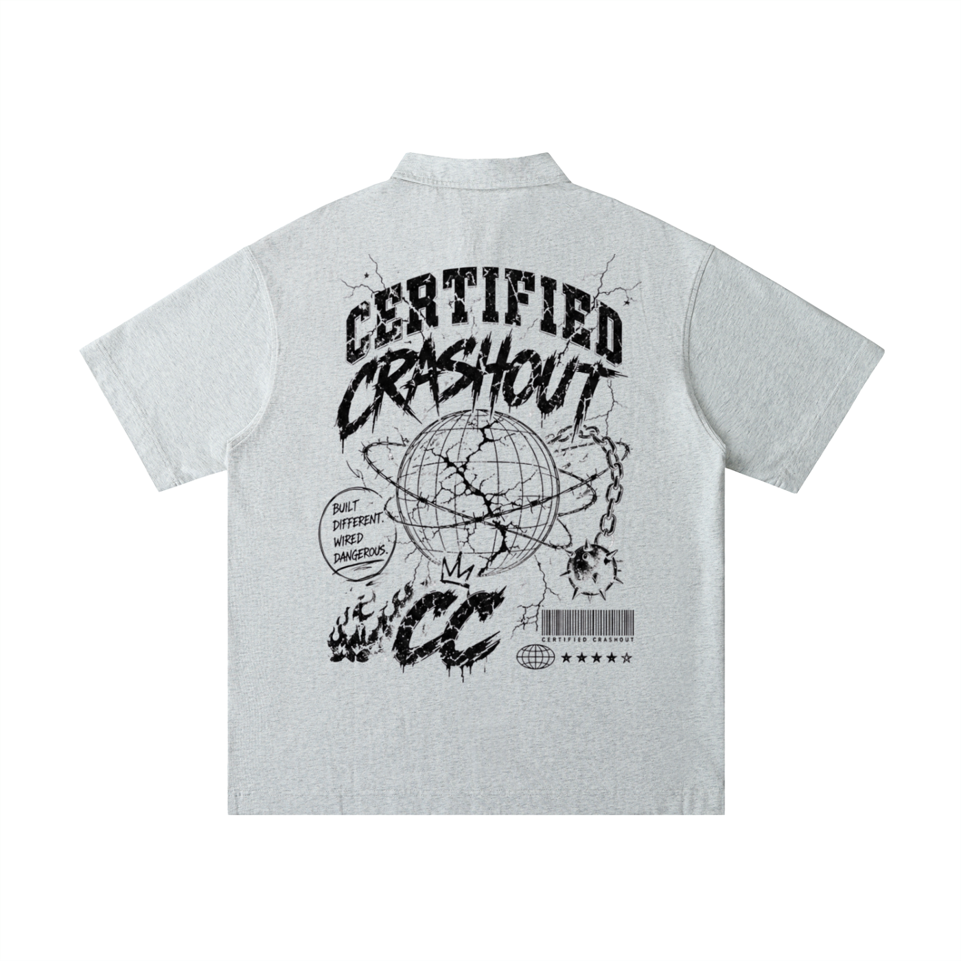 Certified Crashout World Loose Cotton Short-Sleeve Polo Shirt