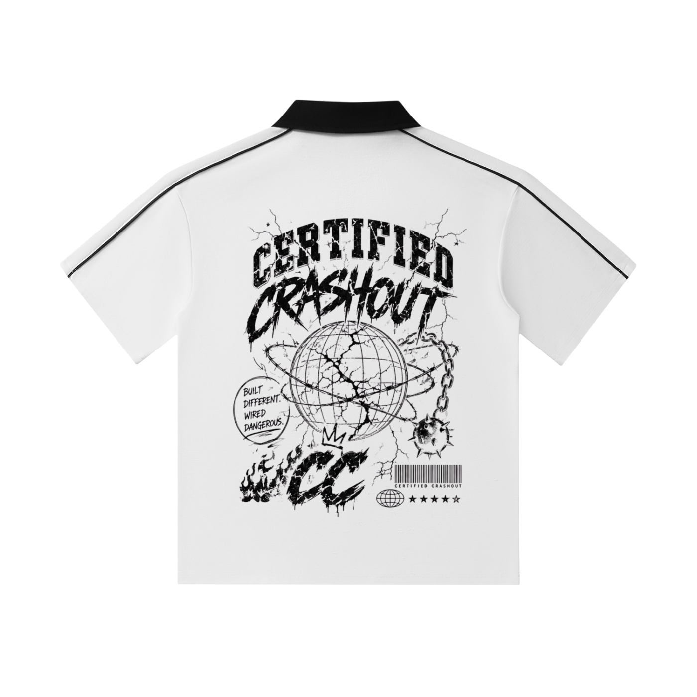 Certified Crashout World Collar Short-Sleeve Polo Shirt