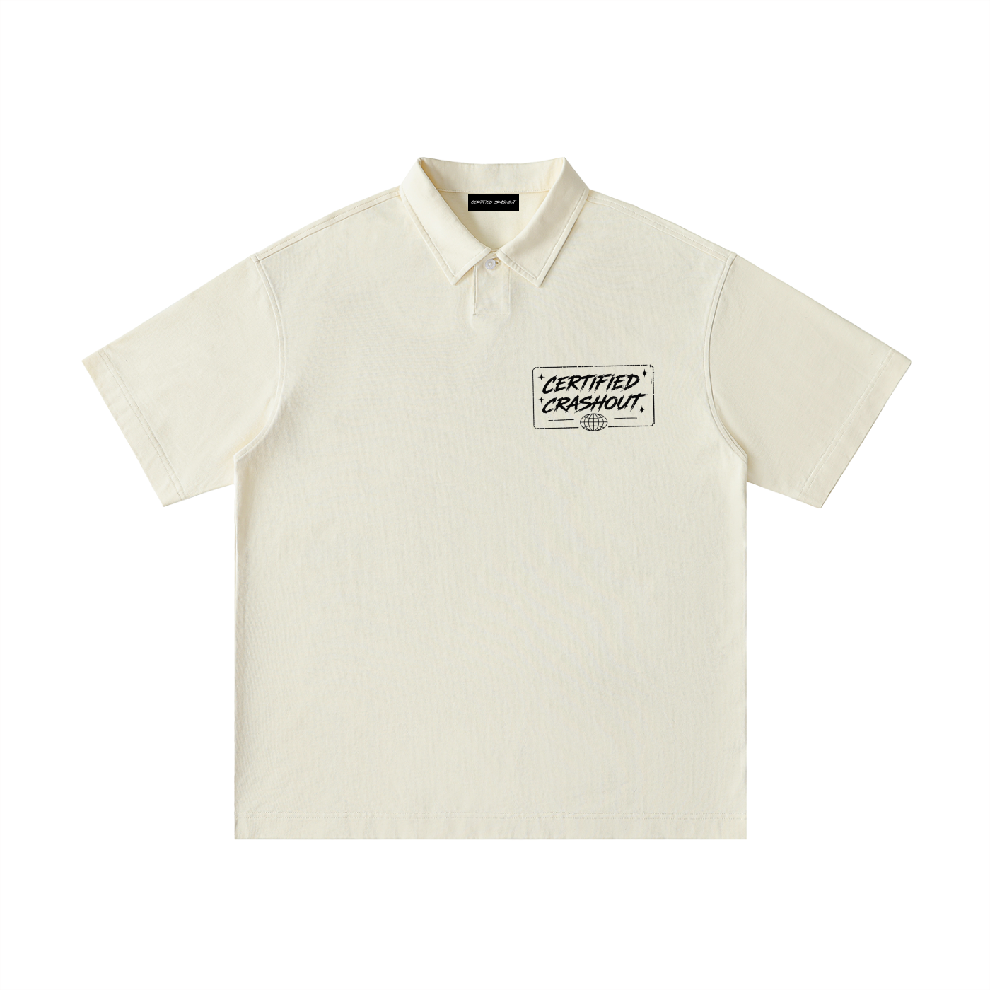 Certified Crashout World Loose Cotton Short-Sleeve Polo Shirt