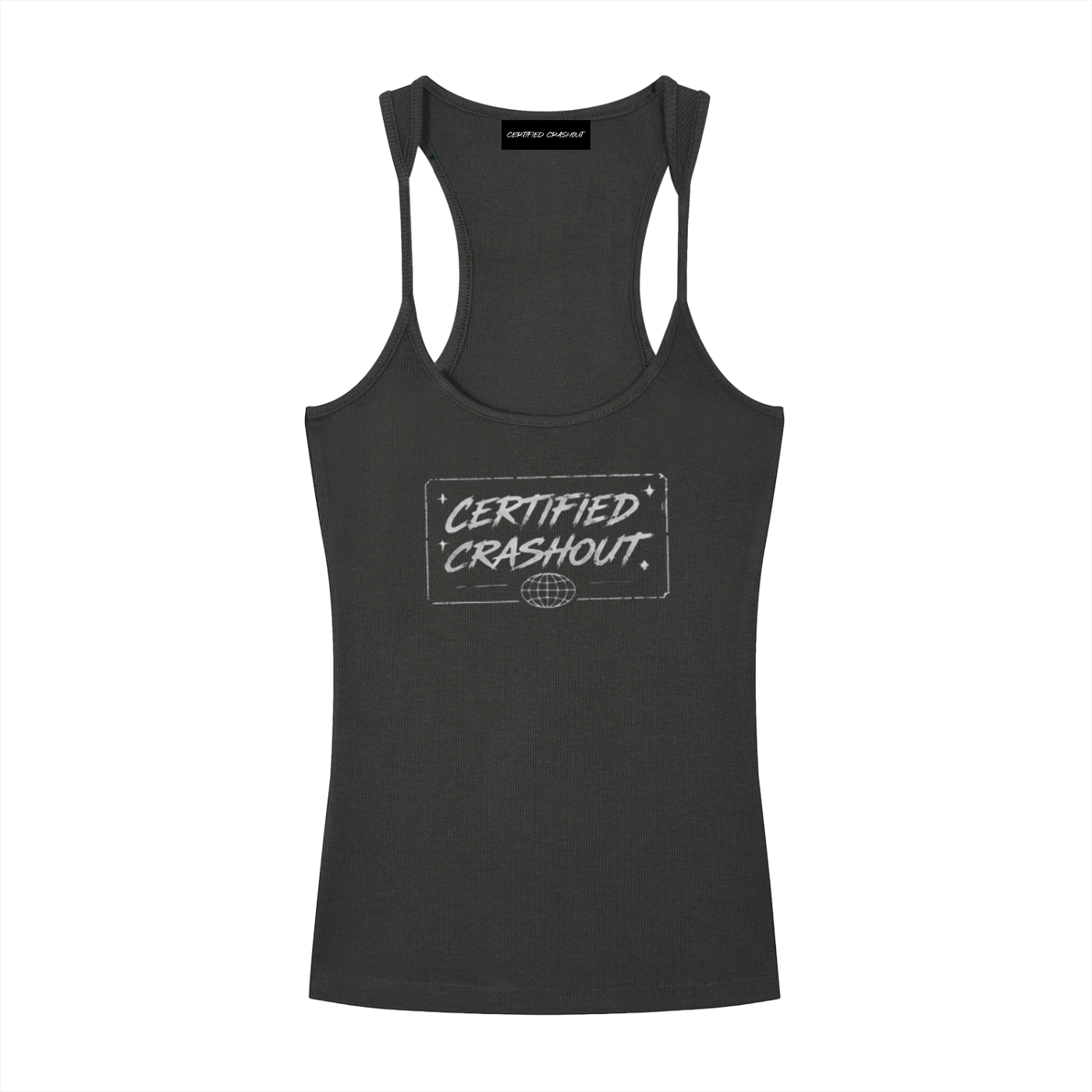 Certified Crashout World Women’s Slim Fit Ribbed Racerback Tank Top