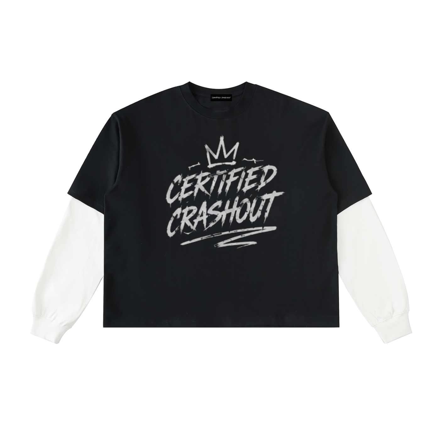Certified Crashout Layered Contrast Sleeve Cotton T-Shirt