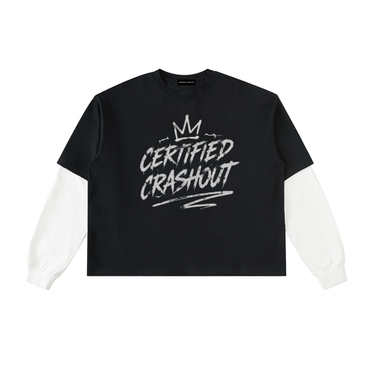 Certified Crashout Layered Contrast Sleeve Cotton T-Shirt