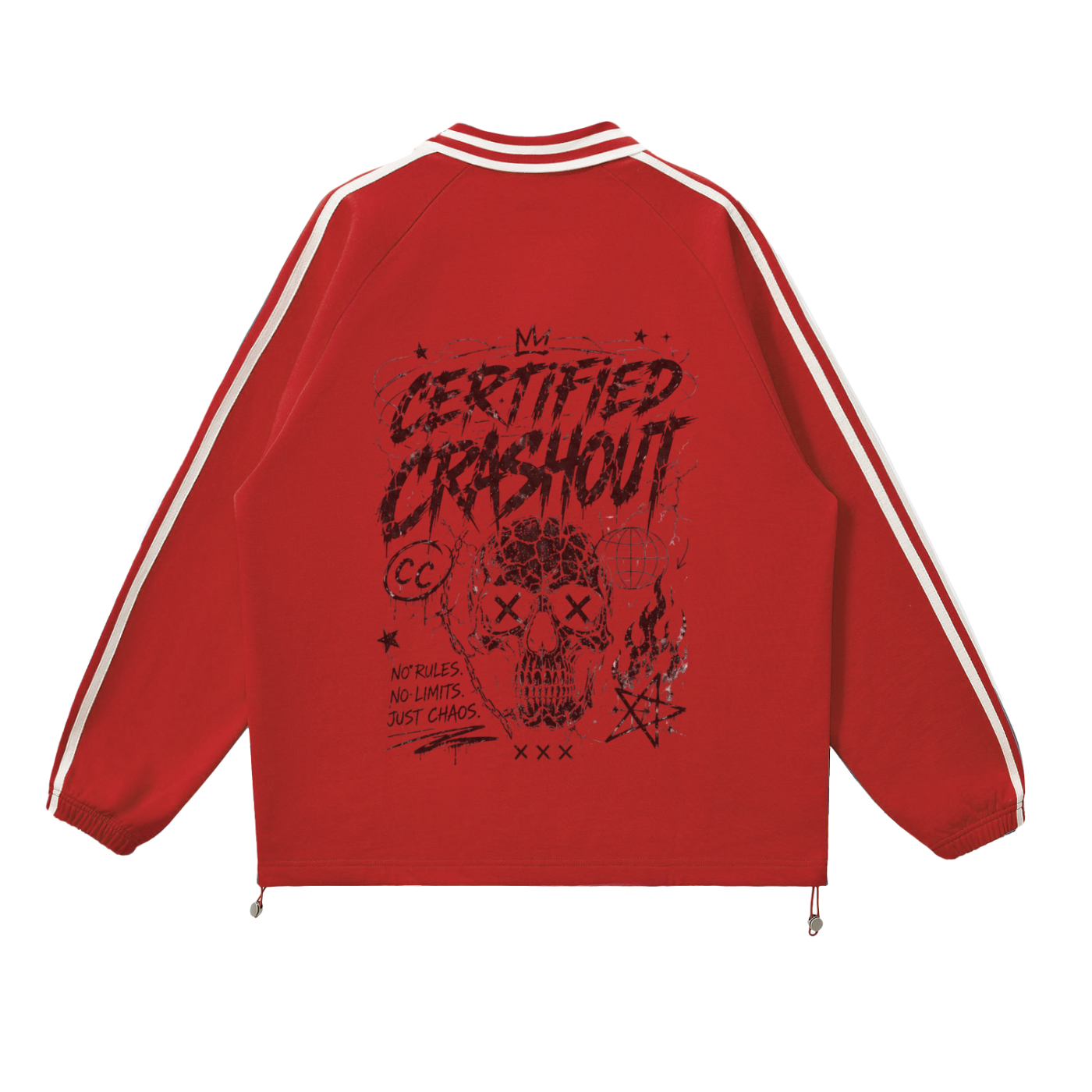 Certified Crashout Striped Lapel Collar Sweatshirt