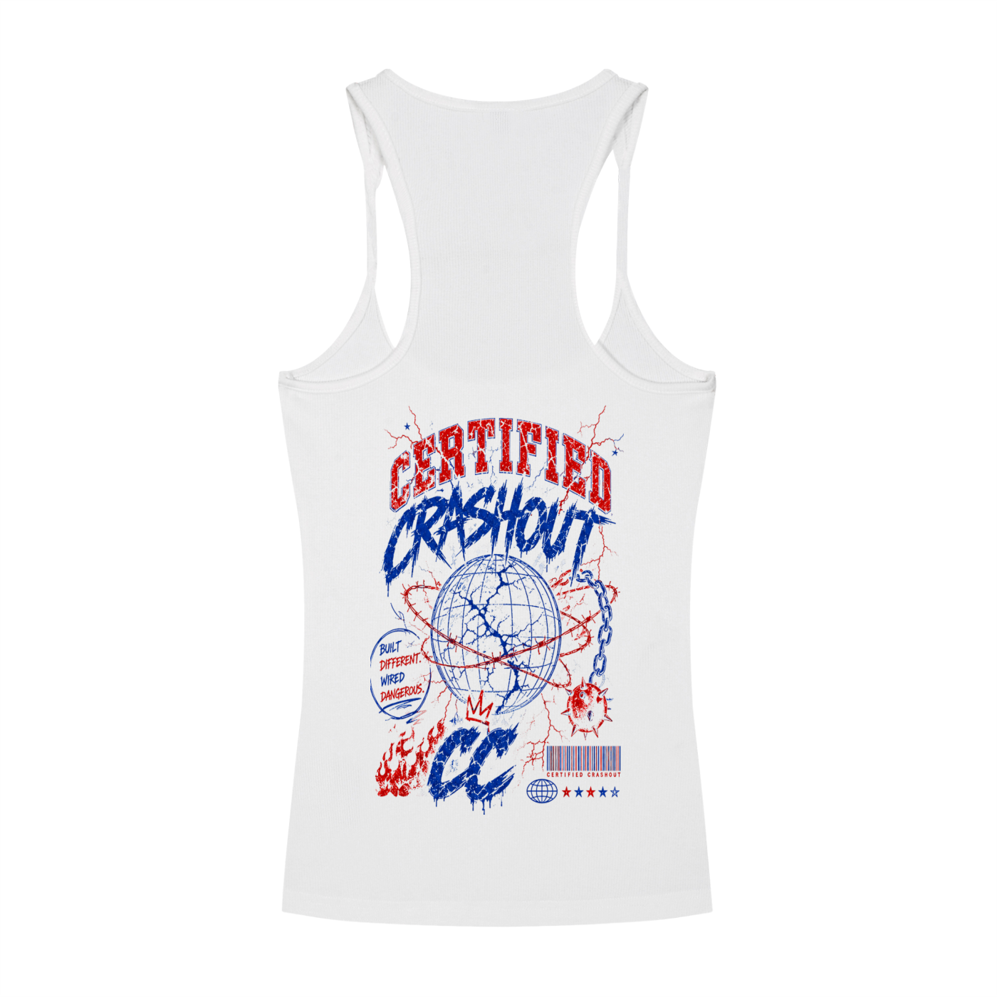 Certified Crashout World Women’s 4th Of July Edition Slim Fit Ribbed Racerback Tank Top