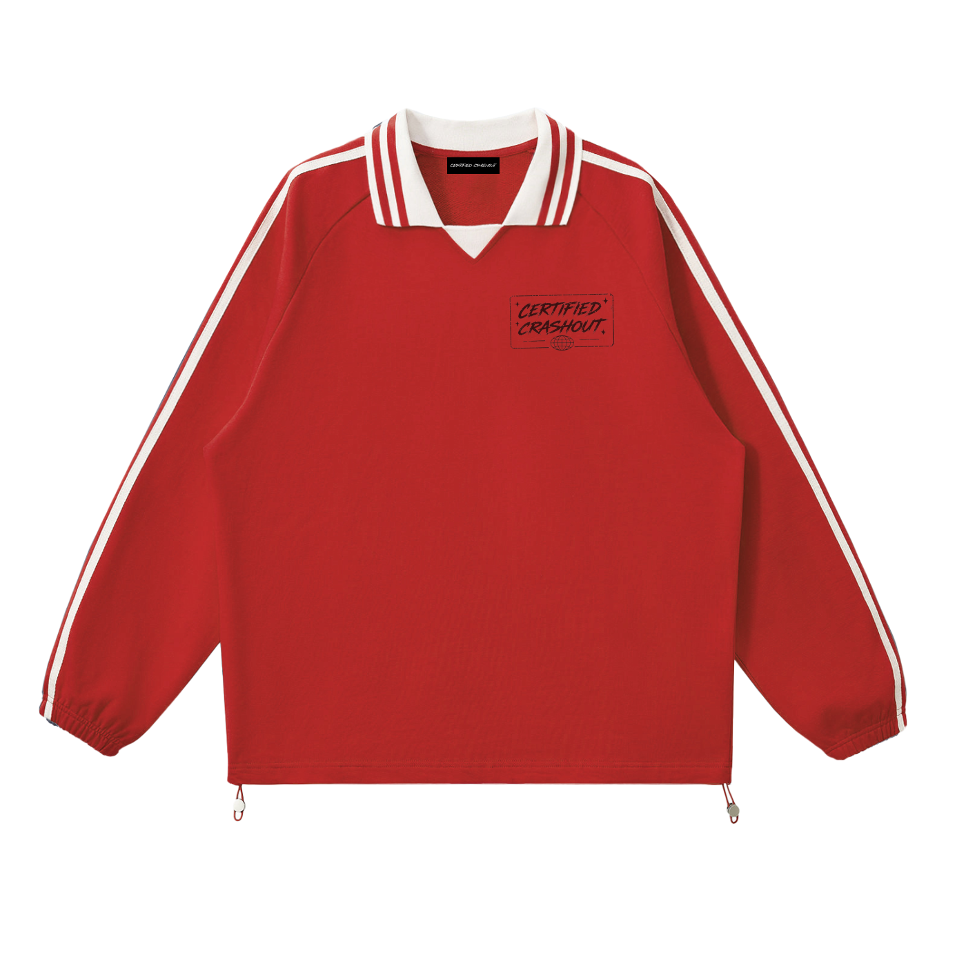 Certified Crashout World Striped Lapel Collar Sweatshirt