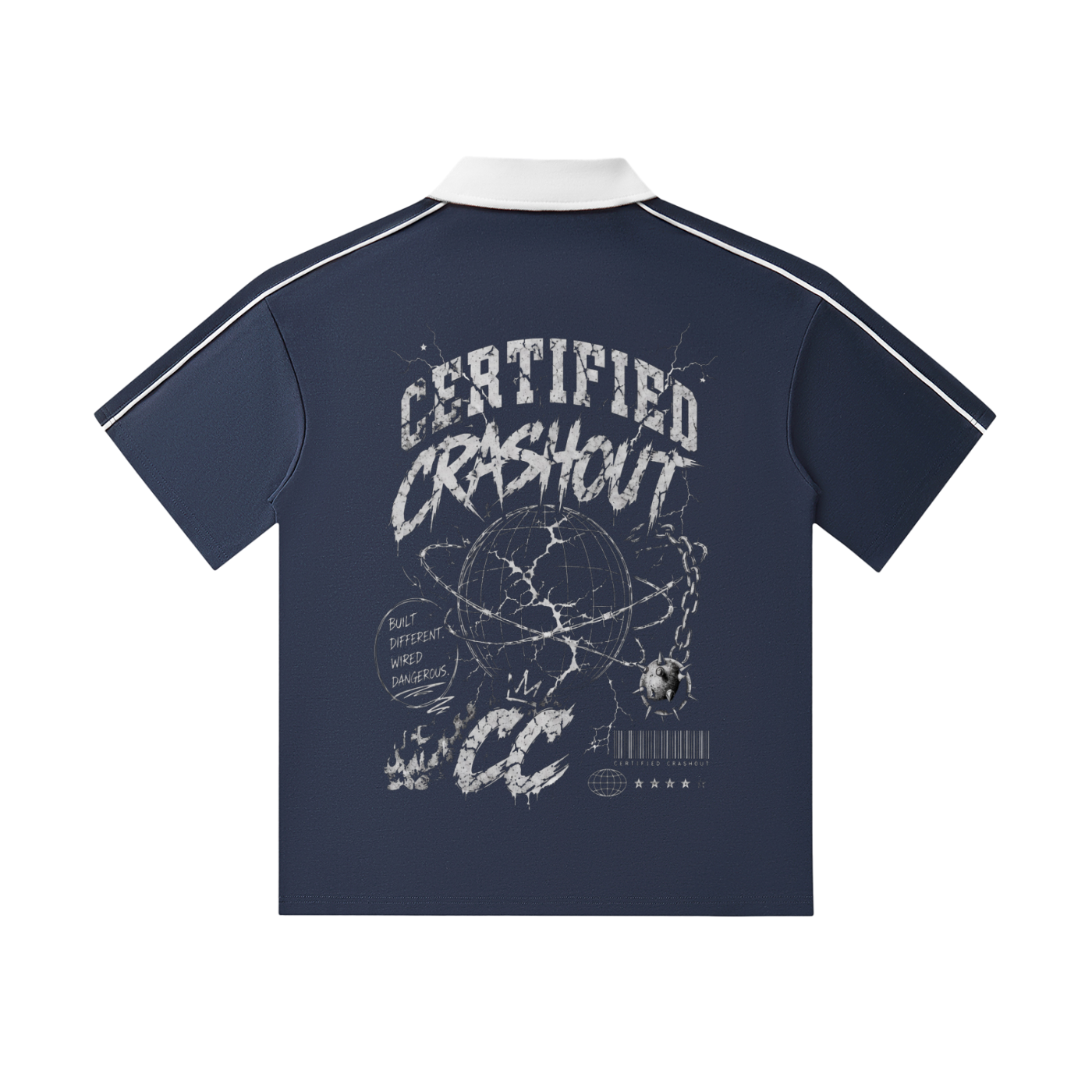 Certified Crashout World Collar Short-Sleeve Polo Shirt