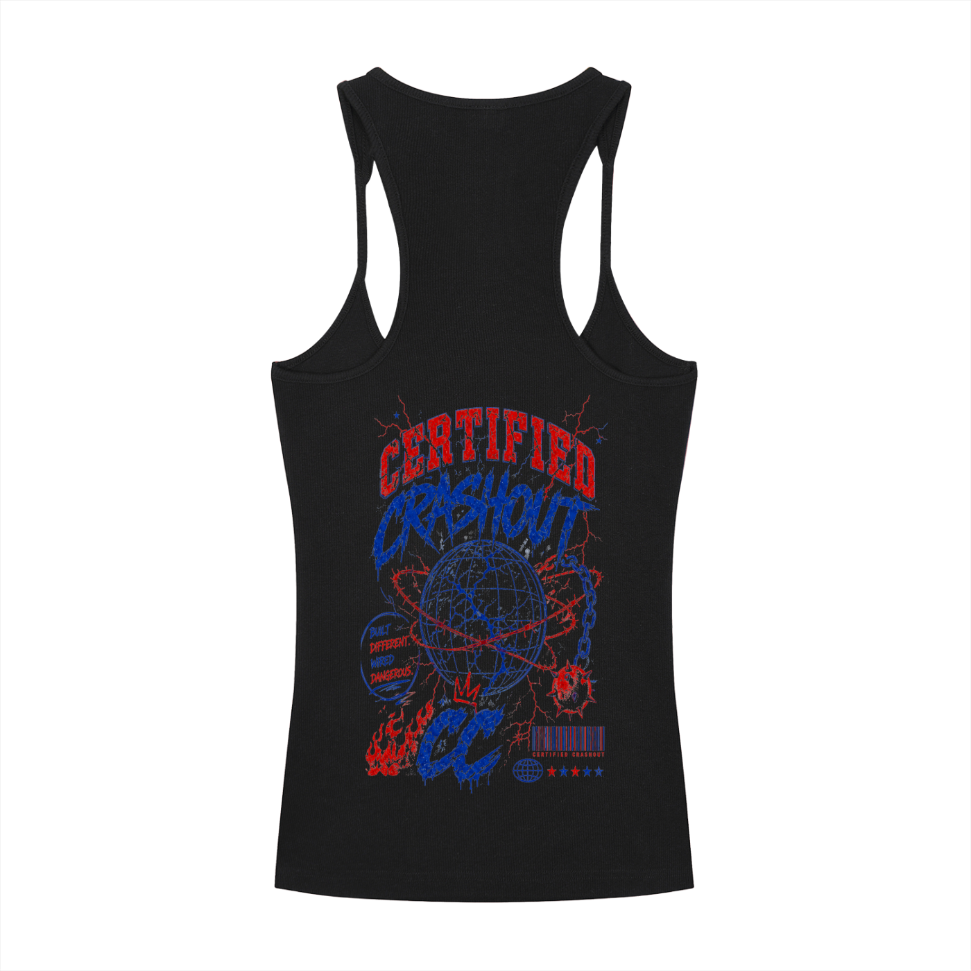 Certified Crashout World Women’s 4th Of July Edition Slim Fit Ribbed Racerback Tank Top
