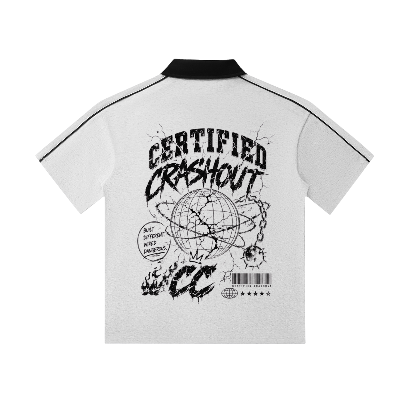 Certified Crashout World Collar Short-Sleeve Polo Shirt