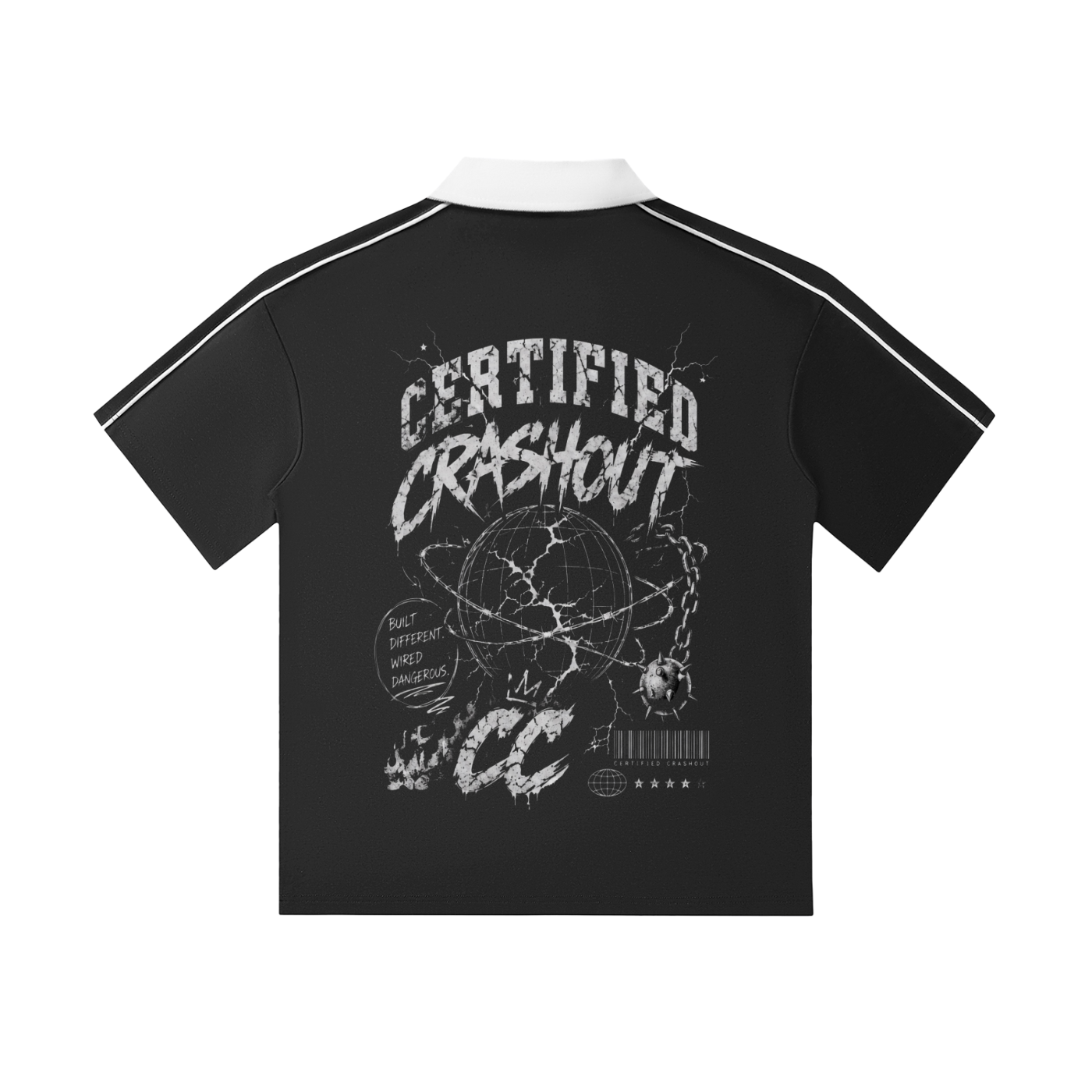 Certified Crashout World Collar Short-Sleeve Polo Shirt