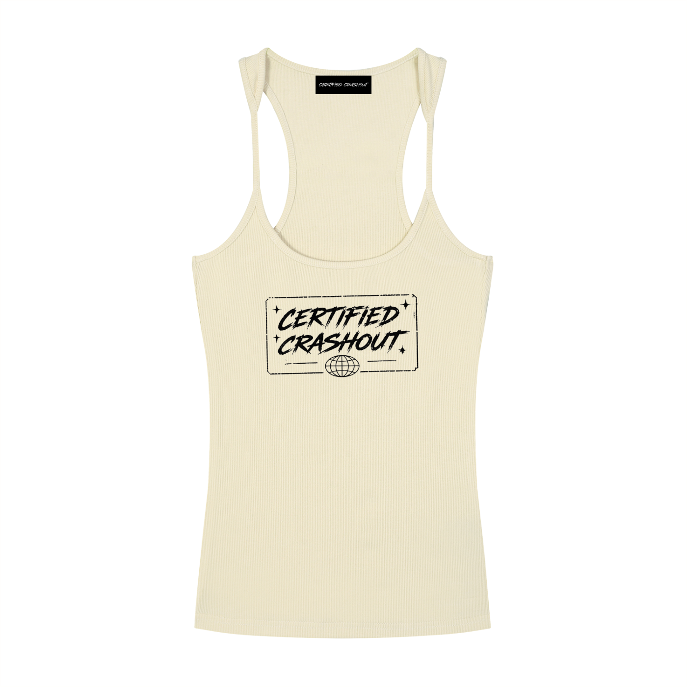 Certified Crashout World Women’s Slim Fit Ribbed Racerback Tank Top
