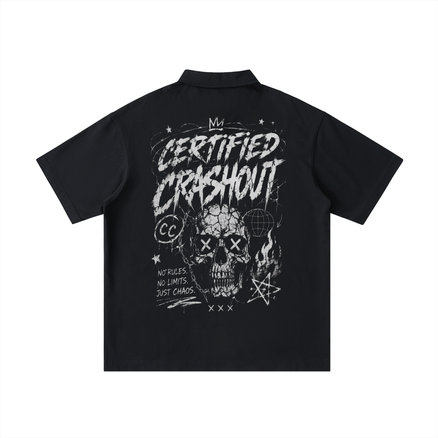 Certified Crashout Loose Cotton Short-Sleeve Polo Shirt