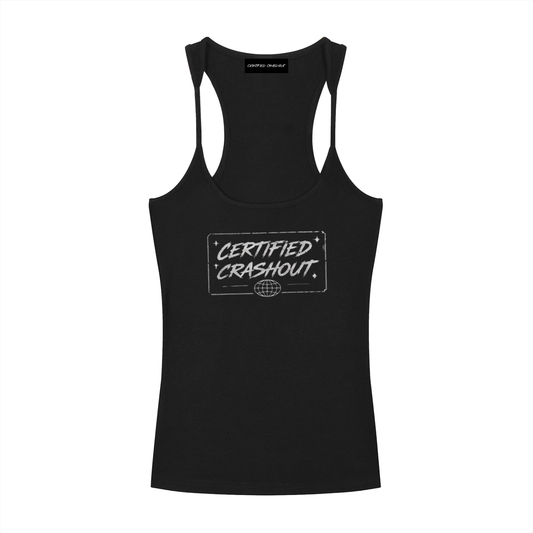 Certified Crashout World Women’s Slim Fit Ribbed Racerback Tank Top