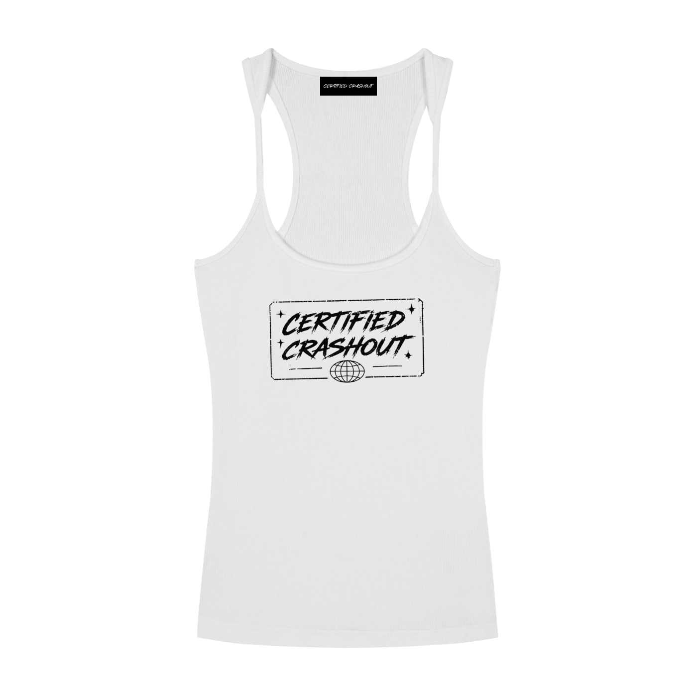 Certified Crashout World Women’s Slim Fit Ribbed Racerback Tank Top