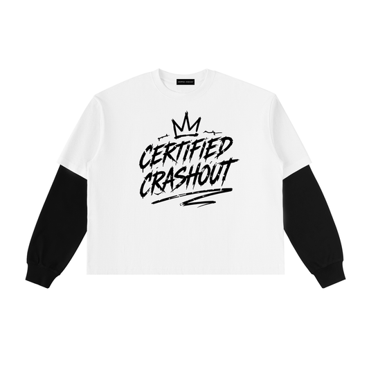 Certified Crashout Layered Contrast Sleeve Cotton T-Shirt